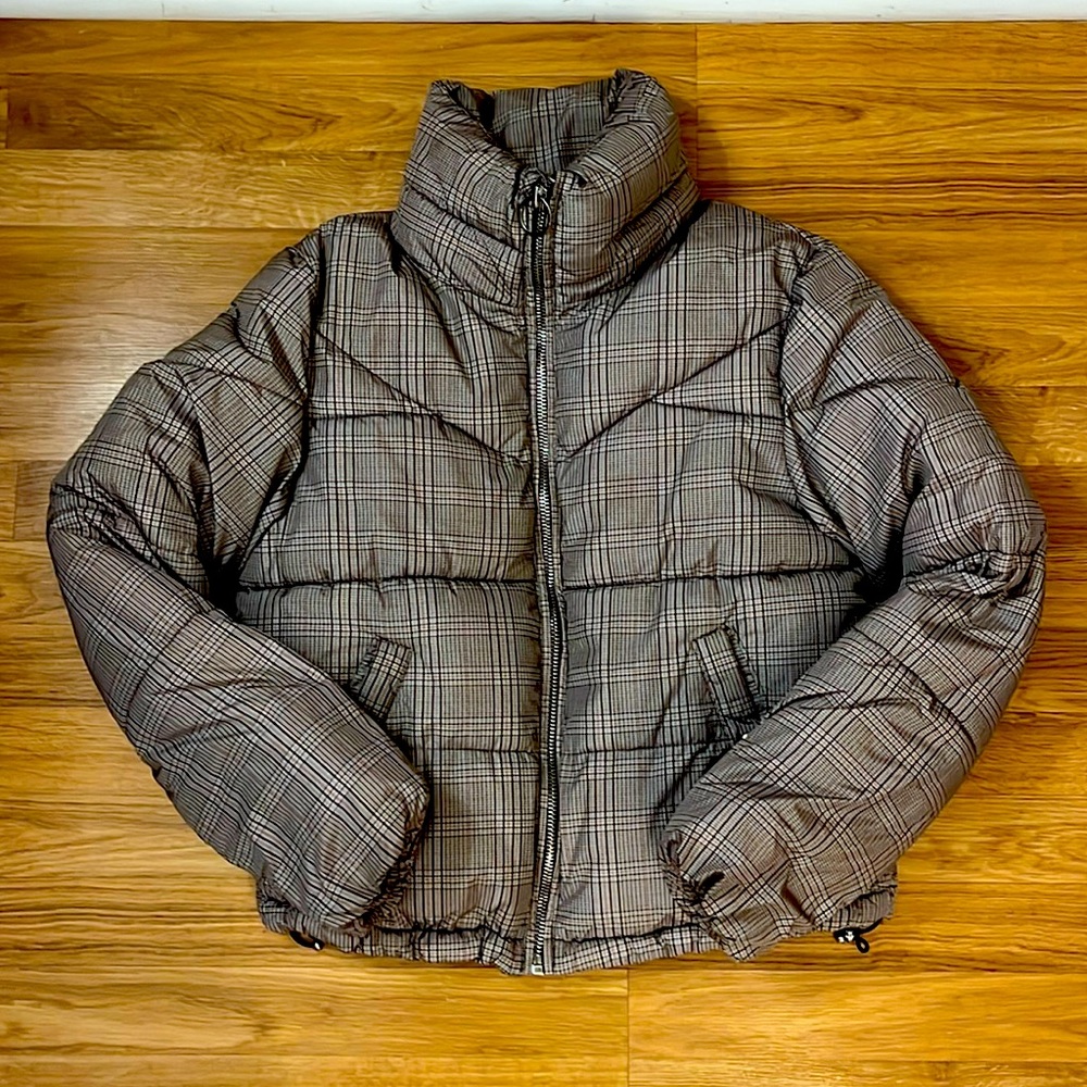Bershka Plaid Puffer Jacket